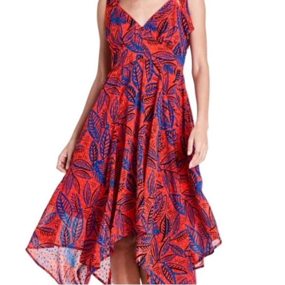ALEXIS for Target - Size S - Tropical Leaf Tie Strap Asymmetrical Hem Dress